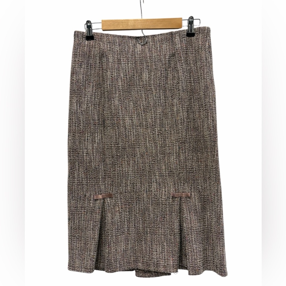 Belle Poque Preppy Office Career Couture Style Mauve Pink Tweed Pencil Skirt L